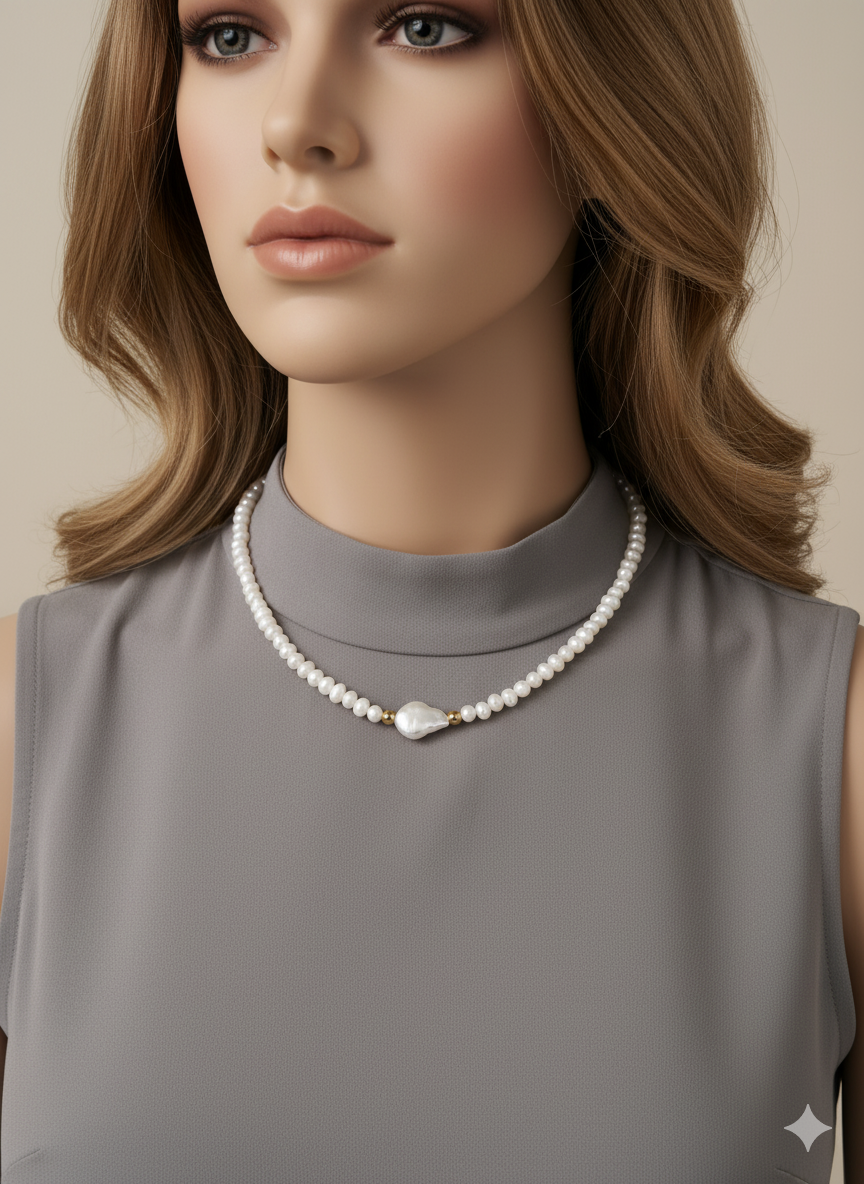 Freshwater Pearl Necklace with Mother of Pearl