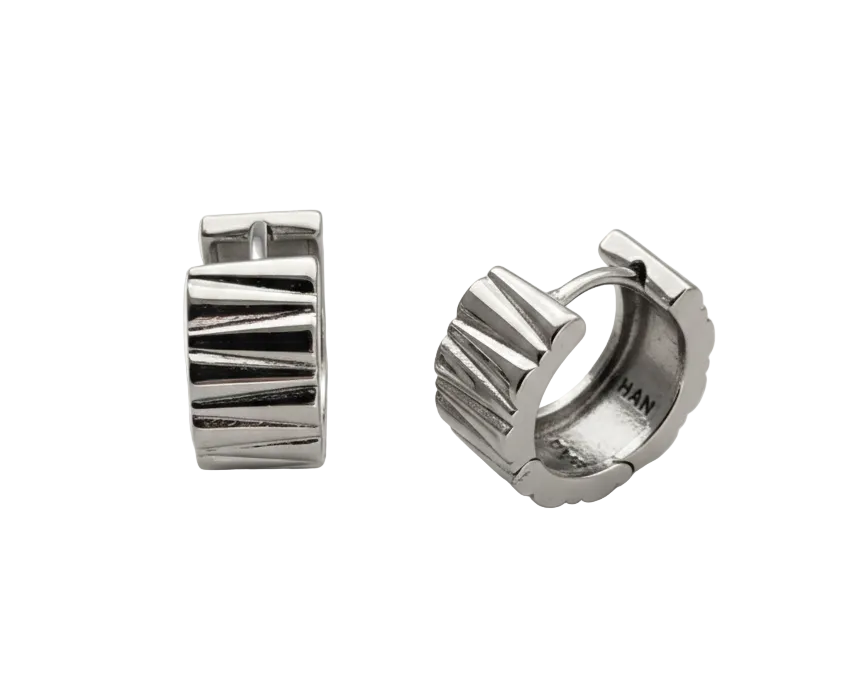Mini Textured Huggie Earrings – Silver Plated