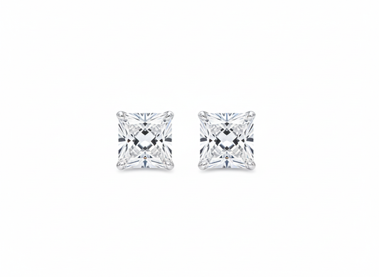 Square White Zirconia Earrings – Sterling Silver 925