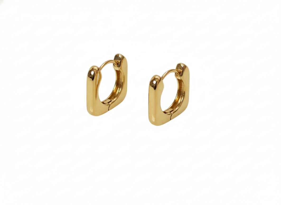 Huggies Square Classic Earrings Gold Plated 18k