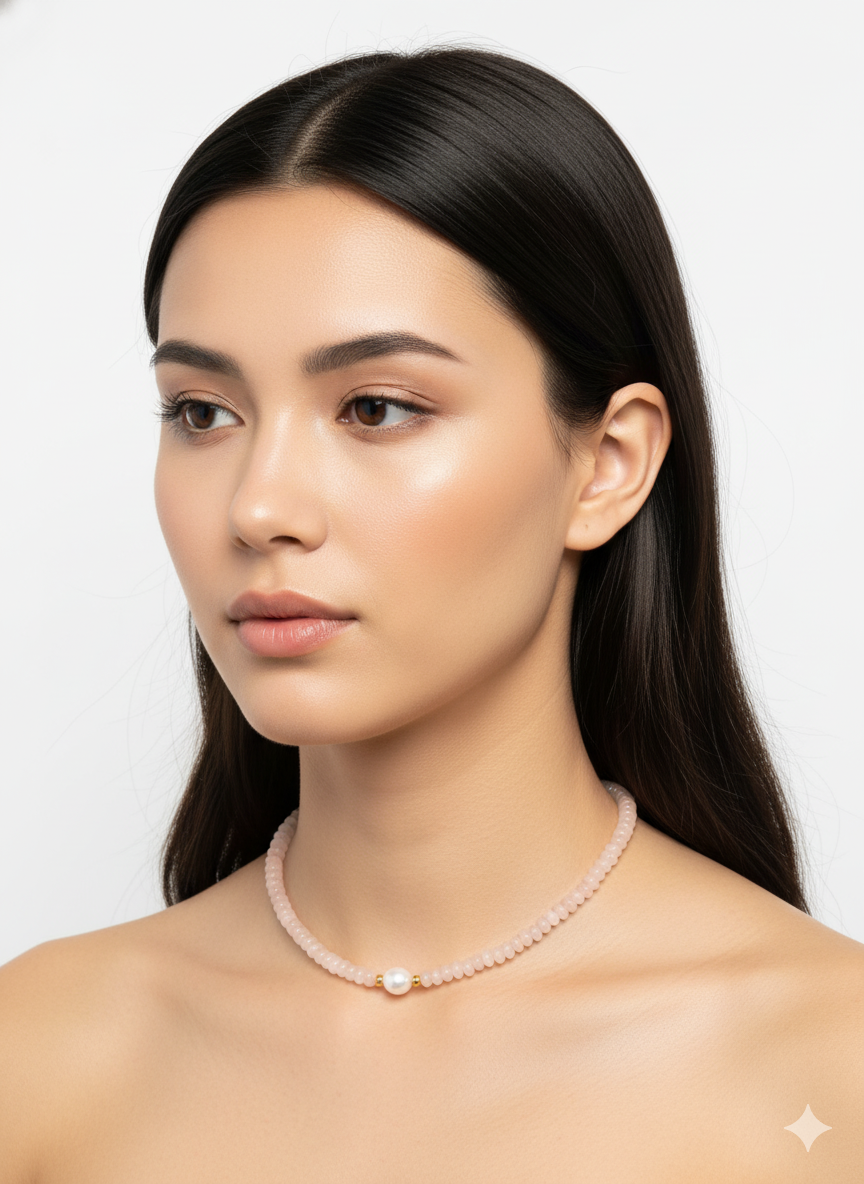 Necklace Pink Opal & Mother Pearl