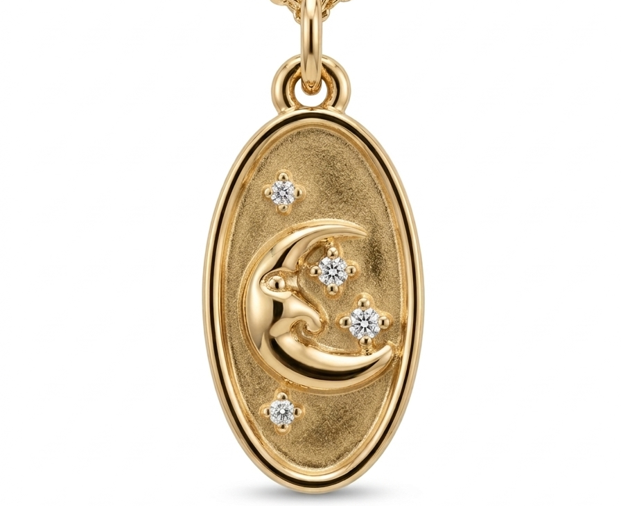 Square Chain Necklace with Big Mother Pearl Gold Plated 18k
