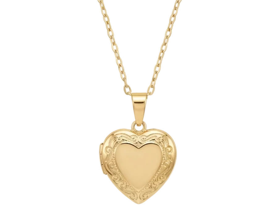 Heart Locket Pendant Necklace – 18K Gold Plated