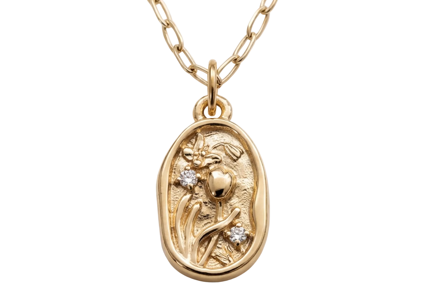 Necklace  Rose with Zirconia – 18K Gold Plated- 17” Chain + Adjustable Extension