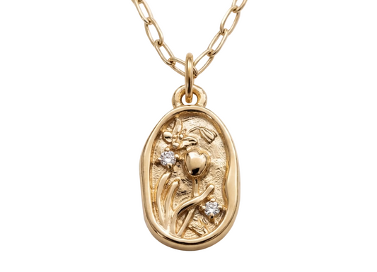 Necklace  Rose with Zirconia – 18K Gold Plated- 17” Chain + Adjustable Extension