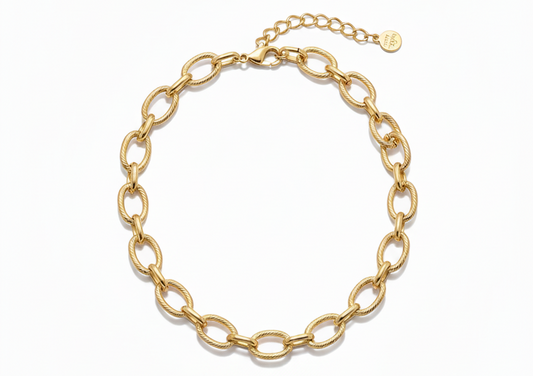 Chain Oval Lucia Necklace-Gold plated 18k