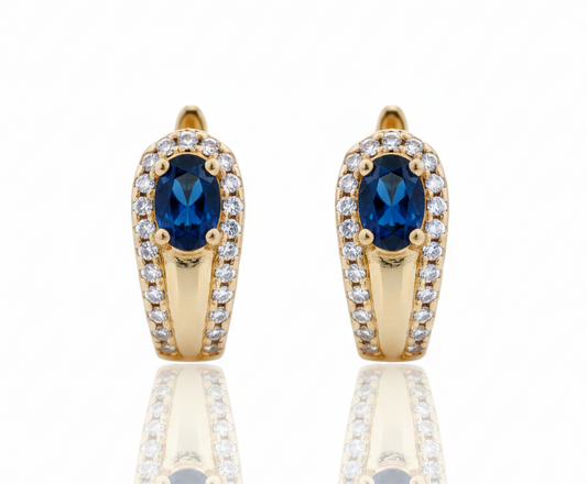 Elegant Blue Zirconia Huggie Earrings – 18K Gold Plated