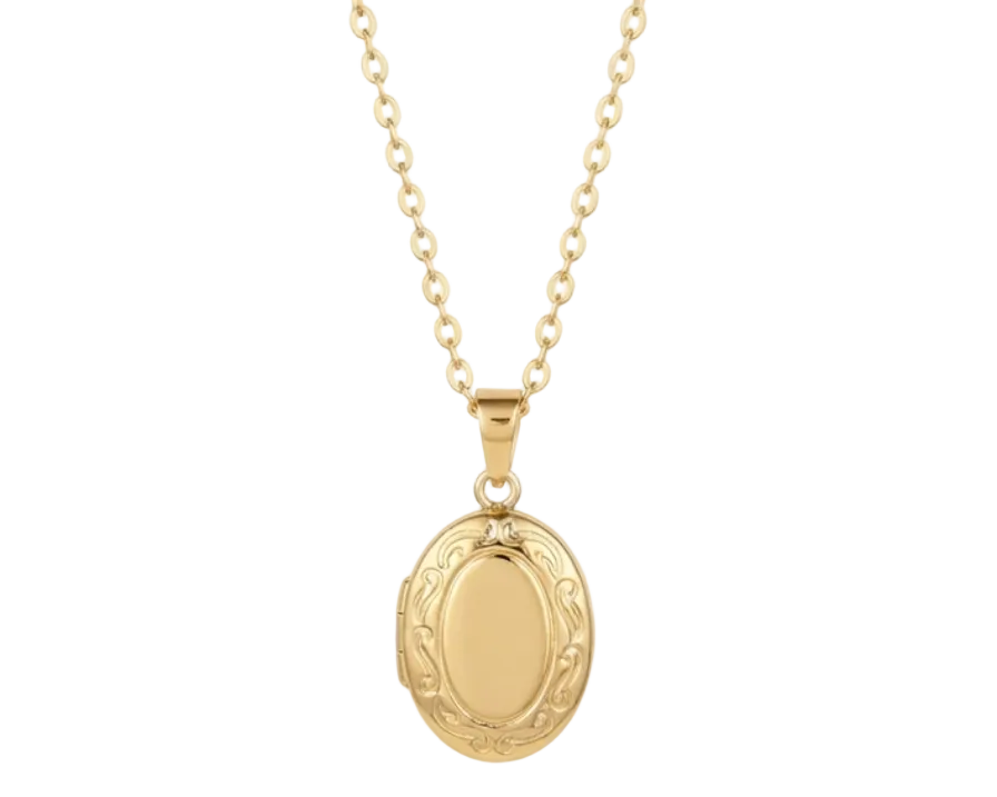 Oval Locket Pendant Necklace – 18K Gold Plated