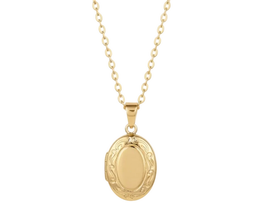 Oval Locket Pendant Necklace – 18K Gold Plated
