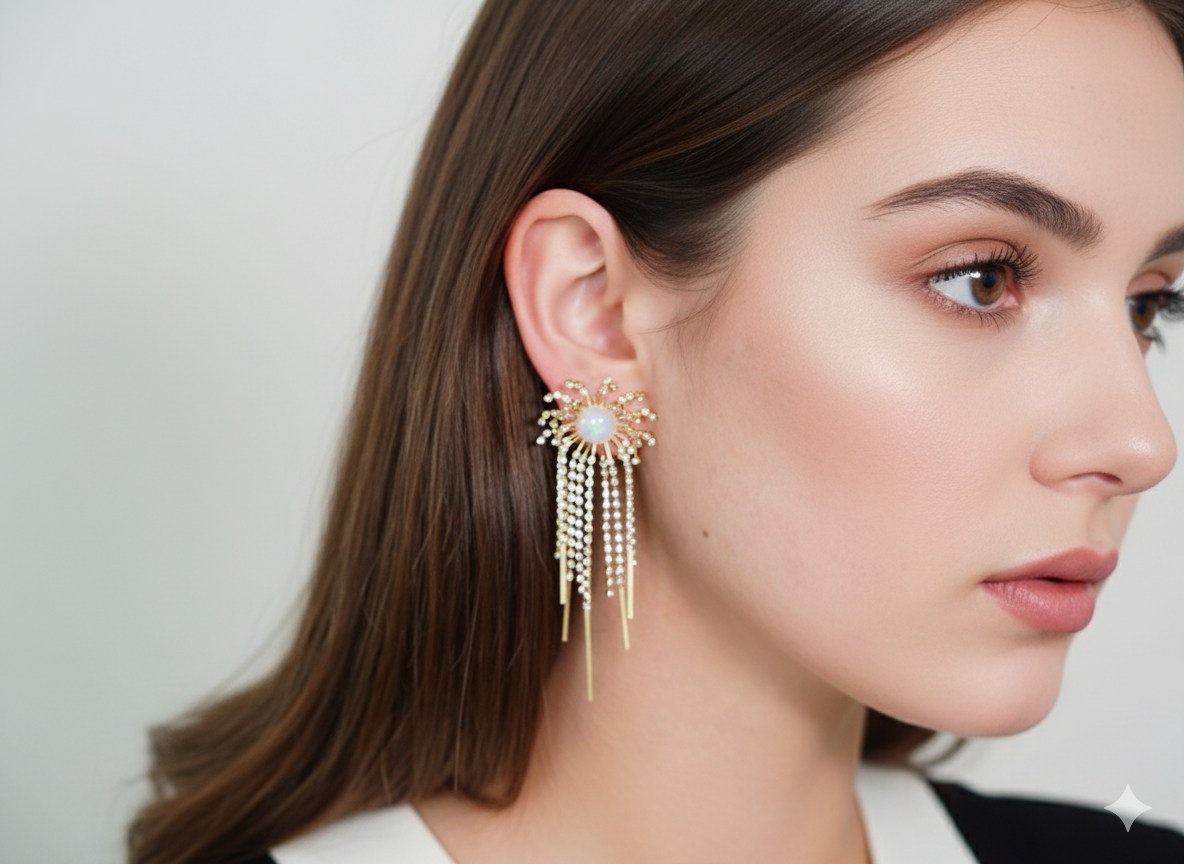 Jellyfish with Zircons Earrings - Gold Plated 18k
