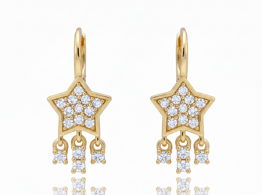 Star Zirconia Huggie Earrings – 18K Gold Plated