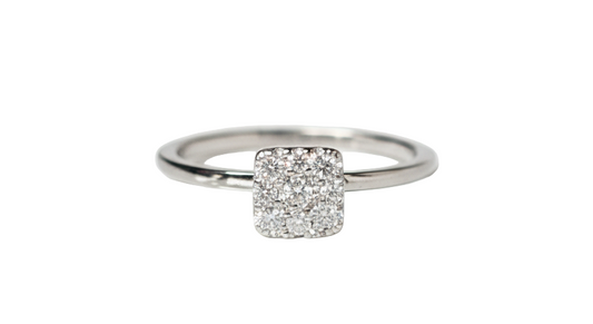Ring with Square Zirconia and White Zircons-925 Sterling Silver