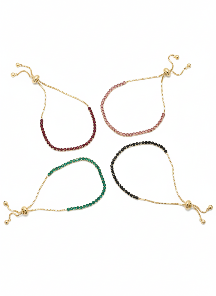 18K Gold-Plated Crystal Bracelet – Adjustable