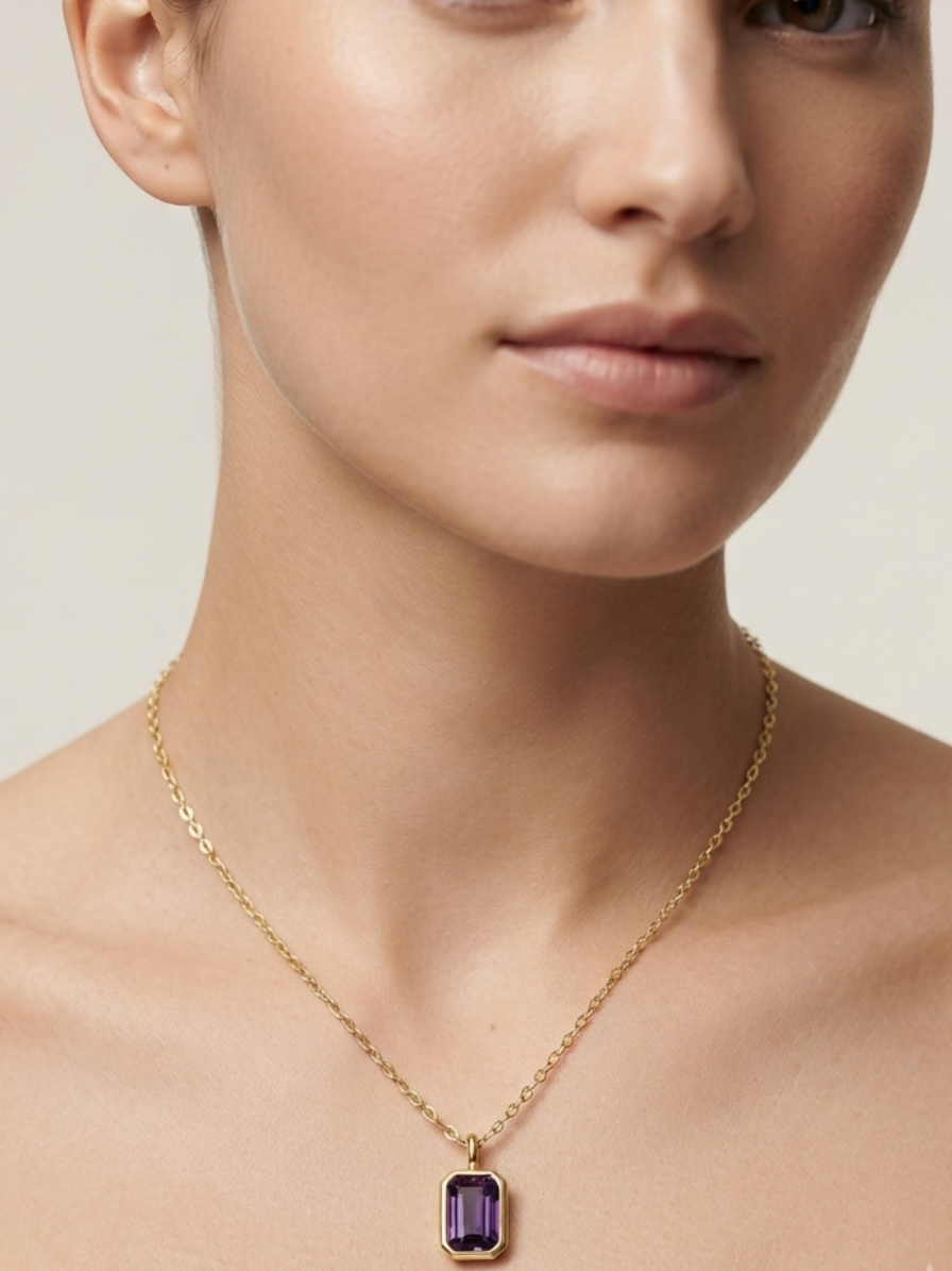 Color Zirconia Pendant Necklace – 18K Gold Plated