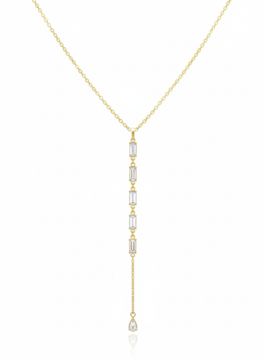 Delicate Long Necklace with Zirconia – 18K Gold Plated