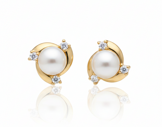 Romantic Earrings pearl & Zircons – 18K Gold Plated