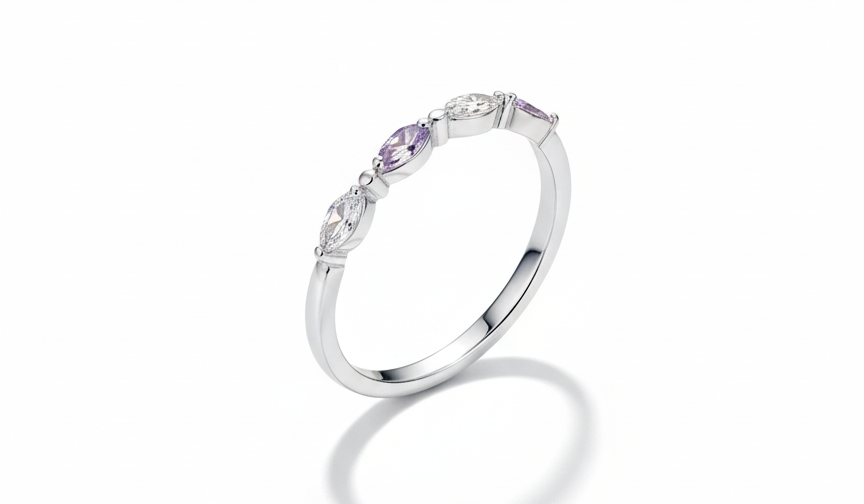 Beautiful Ring with Soft colors  Zirconia - Sterling Silver 92