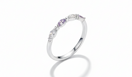 Beautiful Ring with Soft colors  Zirconia - Sterling Silver 92