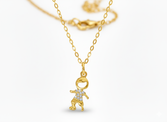 Boy Pendant Necklace with Zircons | 18K Gold Plated