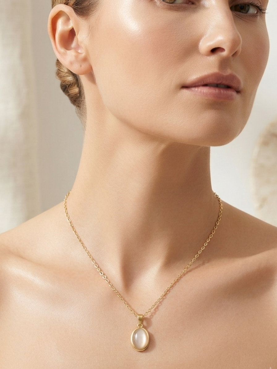 Agate Pendant Necklace – 18K Gold Plated