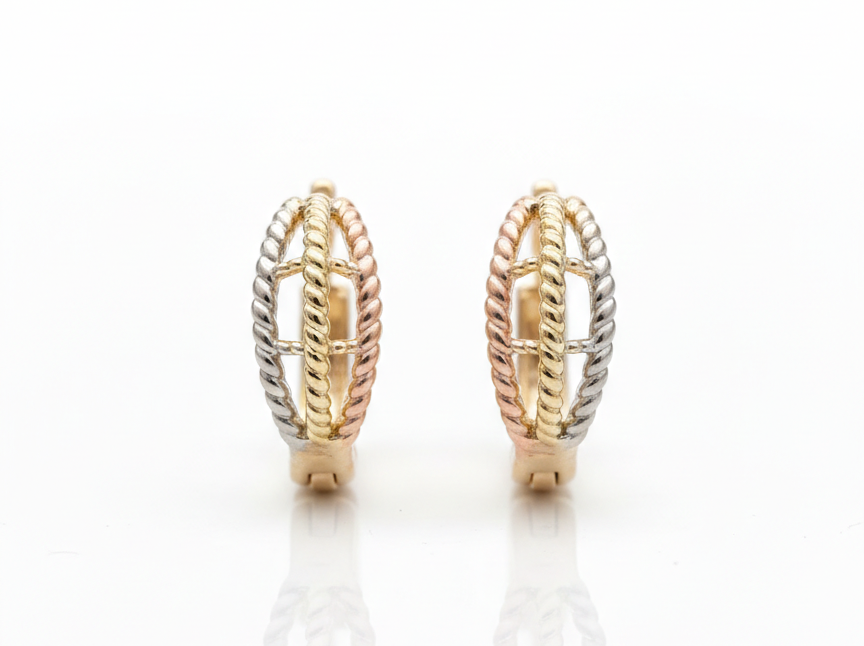 Multicolor Huggie Earrings – Silver, Gold & Rose Tone | 18K Gold Plated, 1cm Hoop