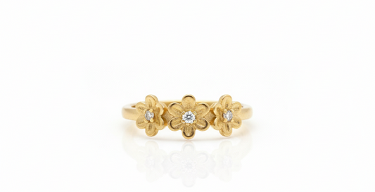 Flowers  Ring with Zircons – Adjustable 18K Gold Plated
