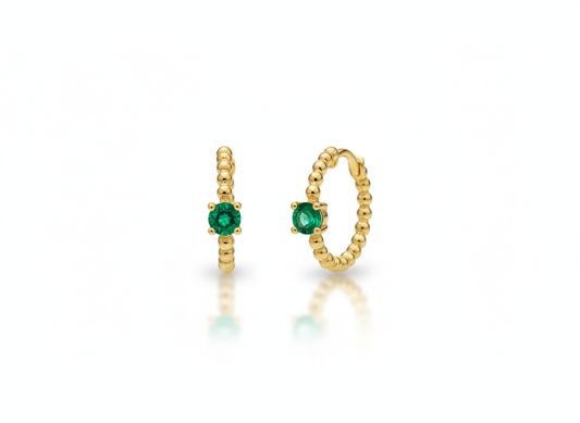 Textured Huggies with Zirconia – 18K Gold Plated
