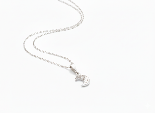 Sterling Silver 925 Noon Necklace and Earrings Set with Zircon