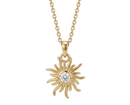 Sun Necklace with Zirconia – 18K Gold Plated
