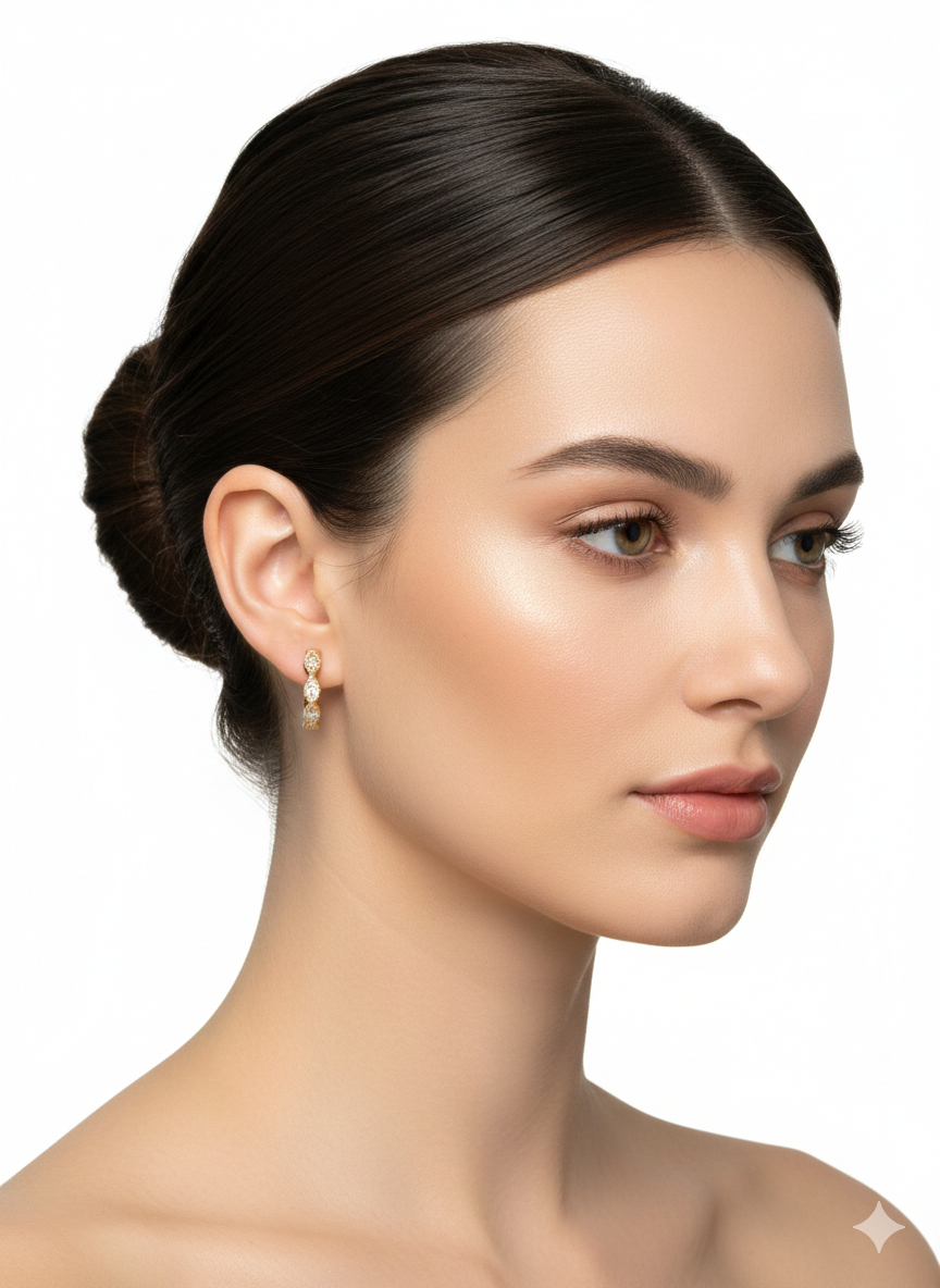 White Zirconia Huggie Earrings – 18K Gold Plated