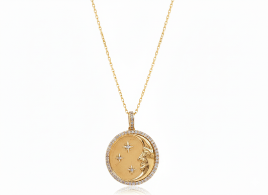 Noon Necklace with Star and Zircons Gold Plated 18k
