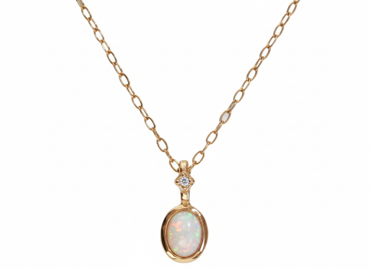 Agate Stone Necklace with Zirconia – 18K Gold Plated