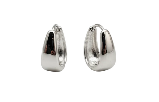 Elegant Classic Silver Huggie Earrings – Silver Plated