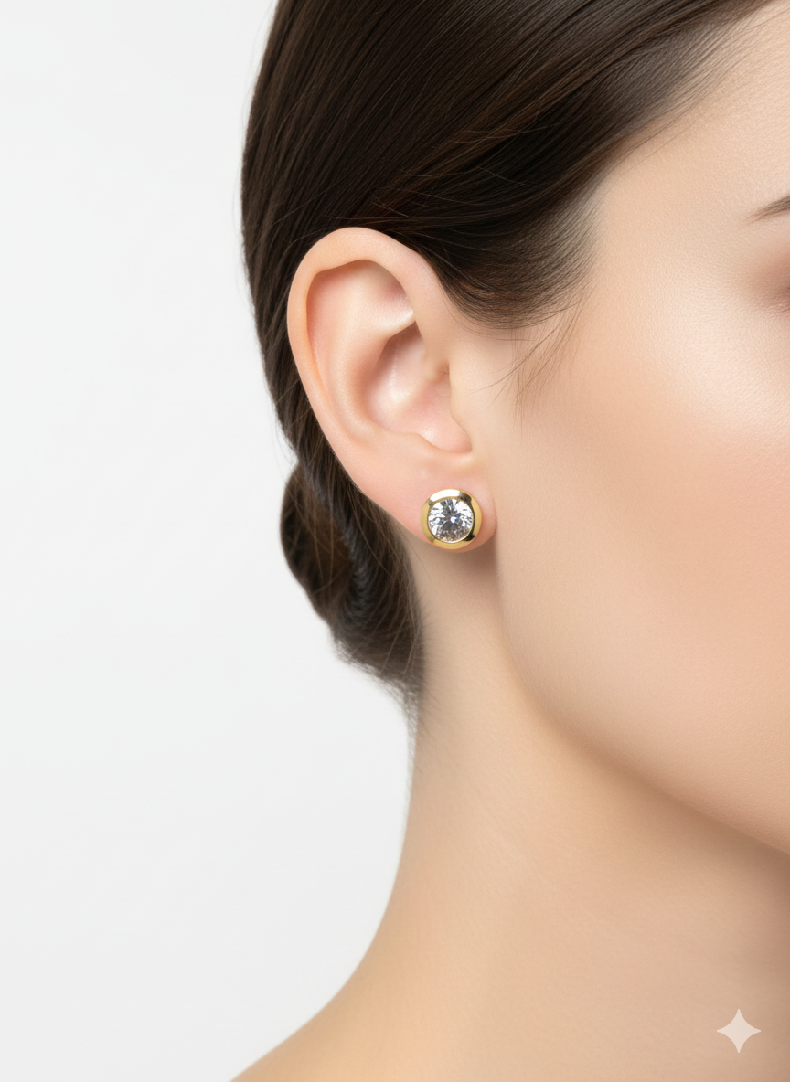 Earrings white Zirconia-18K Gold Plated