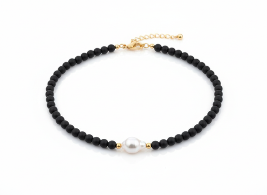 Lava Rock stone and Natural pearl Necklace