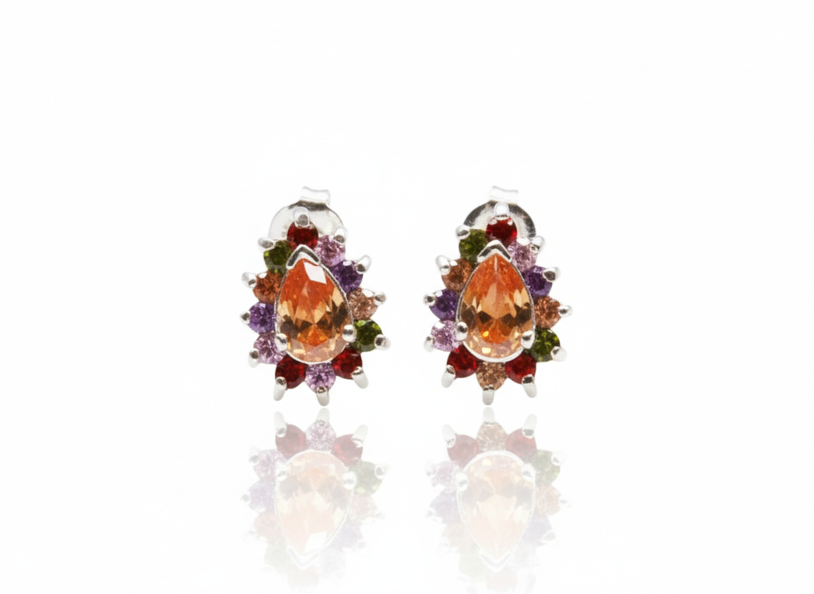 Earrings with Crystals in Colors - Sterling Silver 925