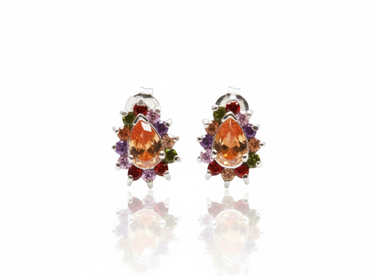 Earrings with Crystals in Colors - Sterling Silver 925