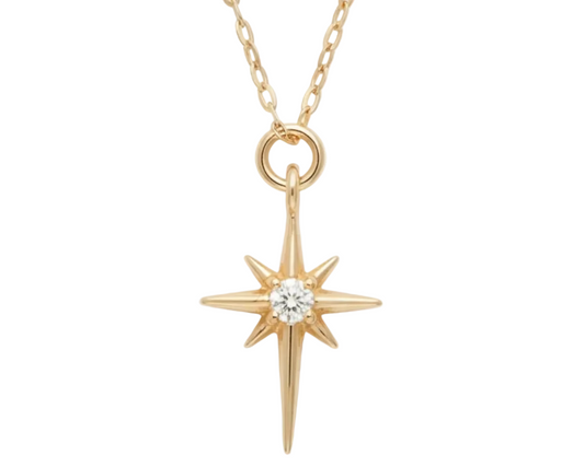 Zirconia  North Star Pendant Necklace – 18K Gold Plated