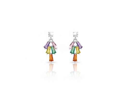 Tail of Colors Earrings with Zirconia - Sterling Silver 925