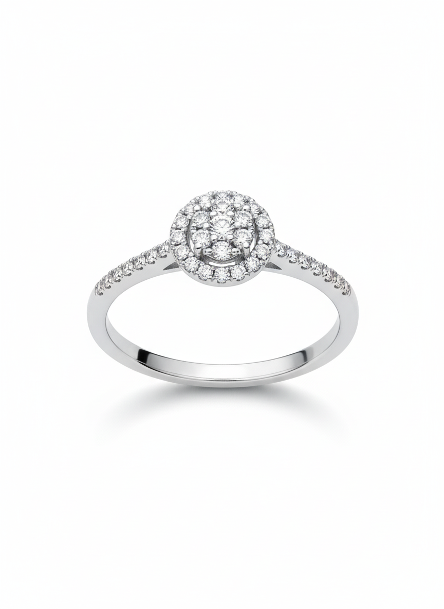 Princess Ring with Round Zirconia Center – 925 Sterling Silver