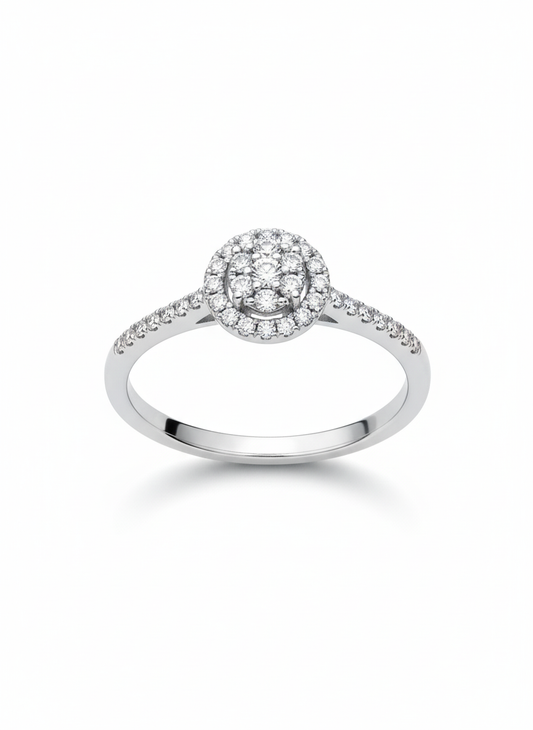 Princess Ring with Round Zirconia Center – 925 Sterling Silver