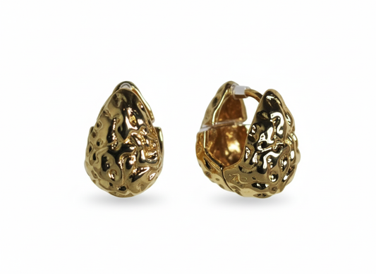 Hoops Drops Chunky Earrings with Amazing Texture - Gold Plated 18k
