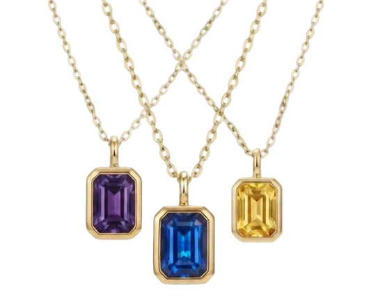 Color Zirconia Pendant Necklace – 18K Gold Plated
