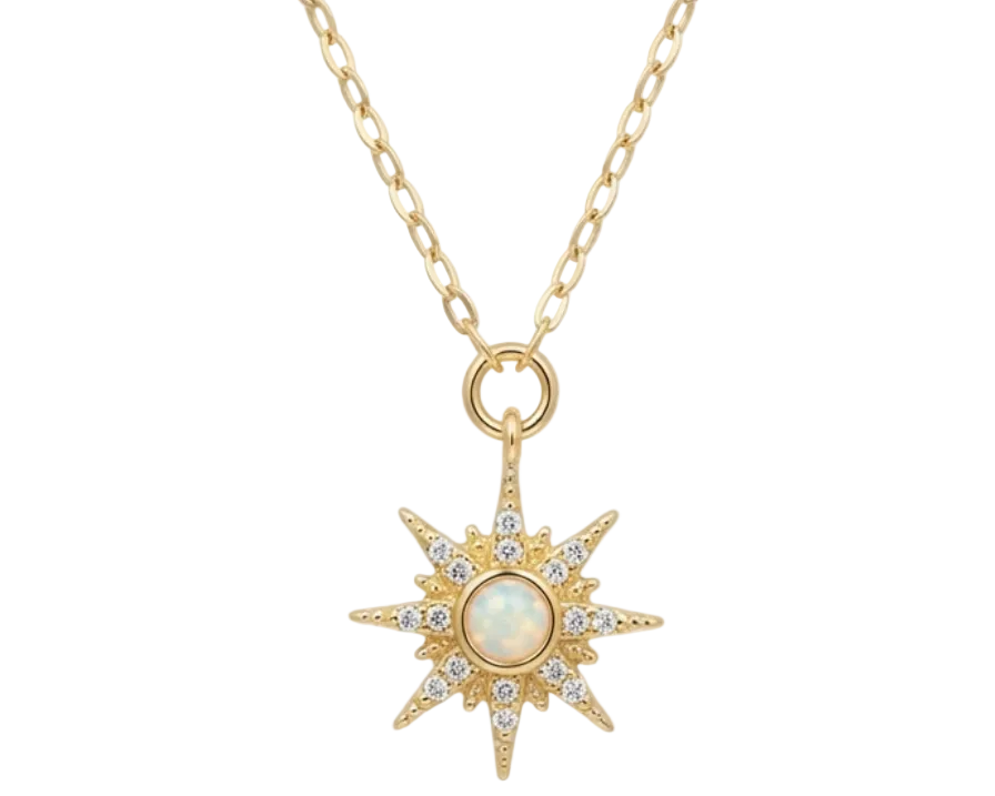 Opal Star Pendant Necklace – 18K Gold Plated