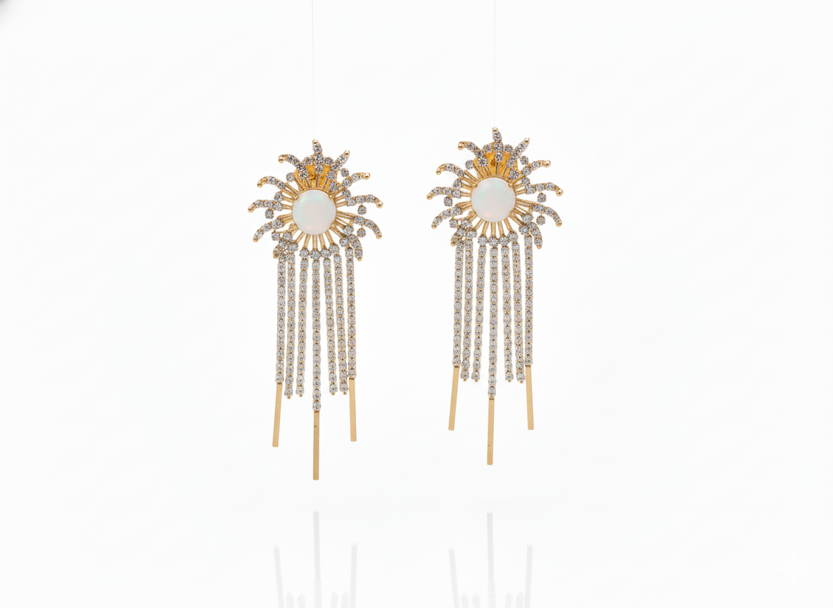 Jellyfish with Zircons Earrings - Gold Plated 18k