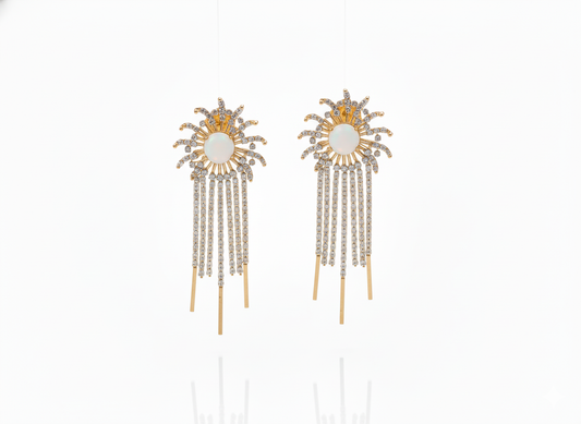 Jellyfish with Zircons Earrings - Gold Plated 18k
