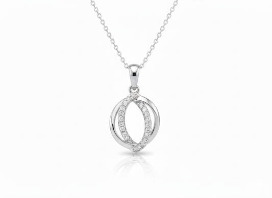Elegant Oval Zirconia Necklace – 925 Sterling Silver Pendant