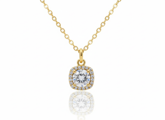 Circle Half Moon & Star Pendant Necklace – 18K Gold Plated