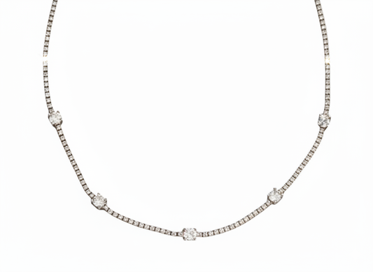 Elegant Zircons Square Choker Necklace – Sterling Silver 925