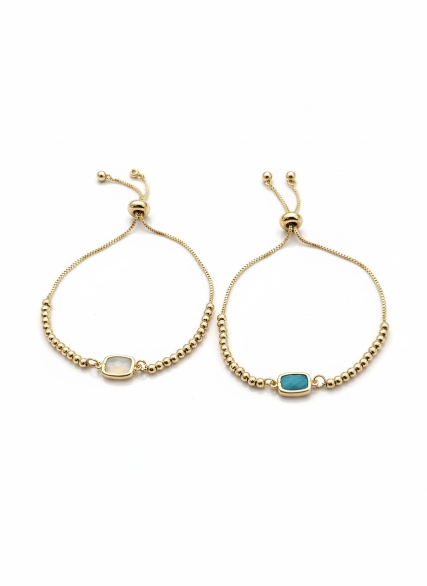 (Copy) Adjustable Heart Shell Bracelet with Zirconias- Gold plated 18k